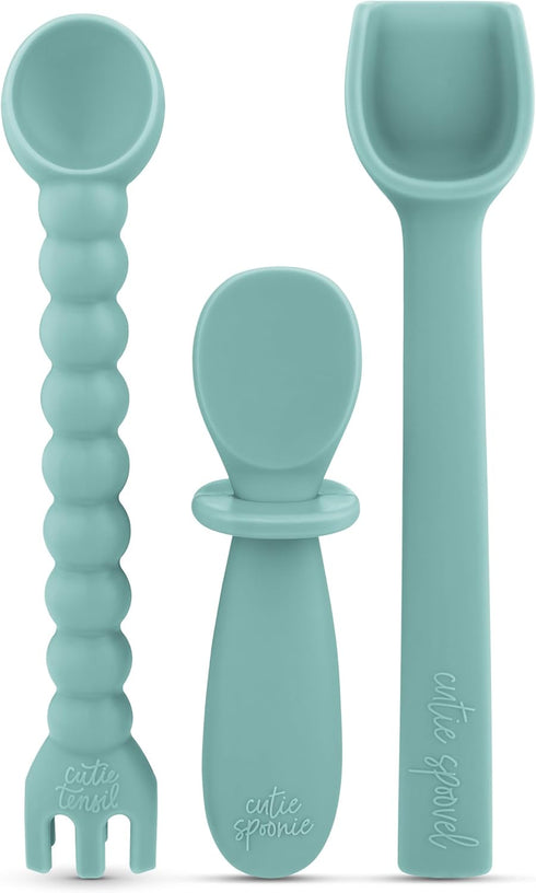 Ryan & Rose Ultimate Utensil Set of 3 Silicone Baby Spoons Silicone baby feeding set for baby led weaning, baby spoons self feeding 6 months, baby...