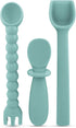 Ryan & Rose Ultimate Utensil Set of 3 Silicone Baby Spoons Silicone baby feeding set for baby led weaning, baby spoons self feeding 6 months, baby...
