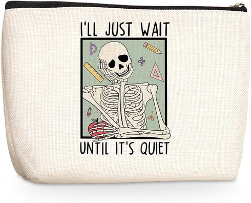 Teacher Appreciation Gifts Teacher Gifts Funny Skeleton Makeup Bag Thank You Gifts for Women Female Educator Teacher Graduation Retirement Teacher...