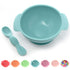 PrimaStella Unbreakable Silicone Non-Slip Bowl and Chew Spoon Set for Babies and Toddlers (Blue)...