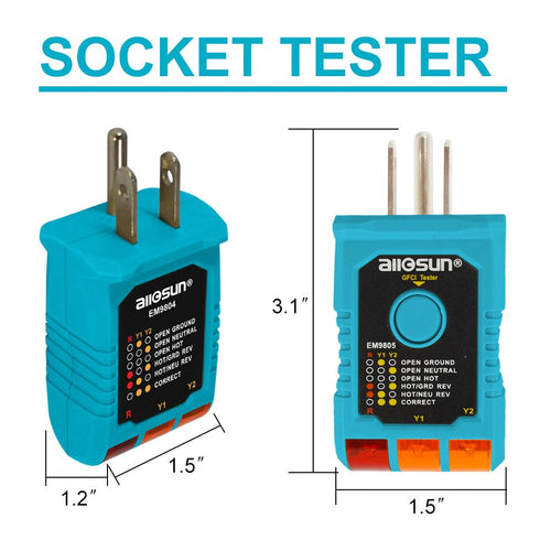 allsun GFCI Electrical Outlet Receptacle Tester,Circuit Tester,GFCI Detect Faulty Wiring Status Socket Checker,Standard 95-125 VAC, 3-Wire Light I...