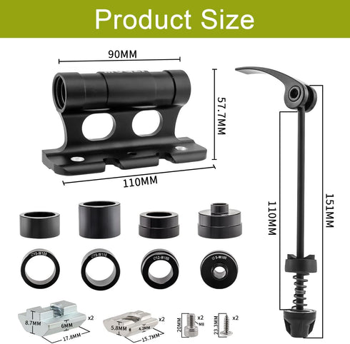 MUQZI Bike Fork Mount, Front Fork Block Quick Release Thru Axle Car Roof Carrier Rack Support Bicycle Stand Holder with Adapters, Black...