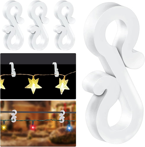 Meetory Christmas Light Clips, 100 Mini Hanging Hooks for Gutters & Shingles, Weatherproof Plastic Hooks for Xmas Lights Outside...