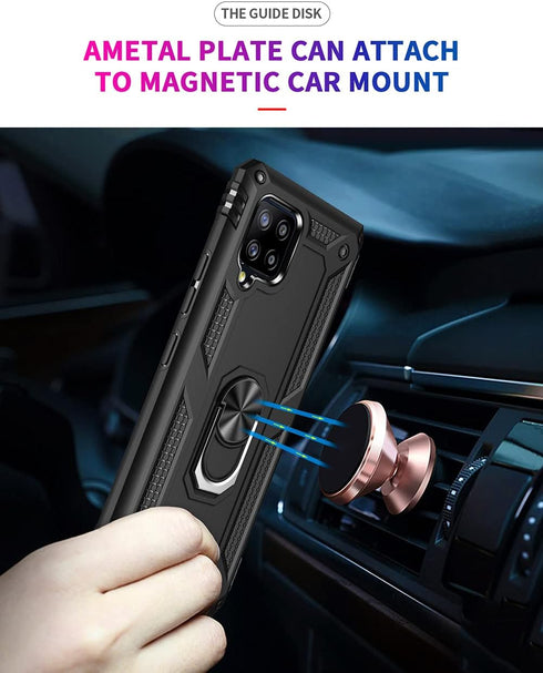 Androgate Cellular Phone Case for Samsung Galaxy A42 5G, Heavy Duty Protection with Metal Ring Holder Kickstand, Black...