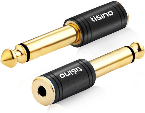 tisino 1/4 Mono to 3.5mm Stereo Adapter, Gold Plated 6.35mm TS Male to 1/8 inch TRS Female Audio Connector - Black, 1 Pack...