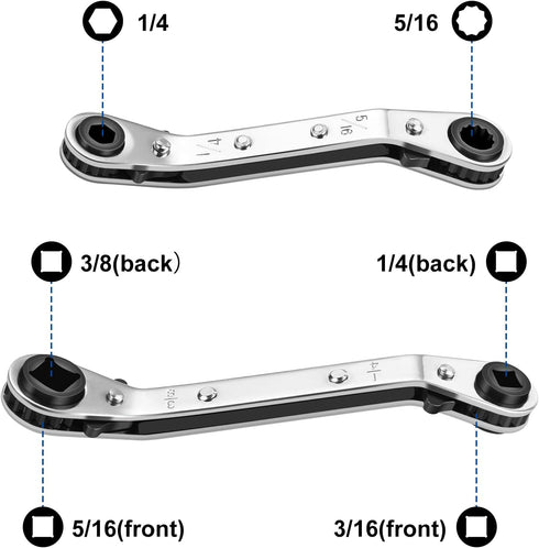 WADEO HVAC Service Wrench Set, 4 Sizes, Hex Bit Adapter, Compact Design, Suitable for Air Conditioning and Refrigeration Equipment Repair...