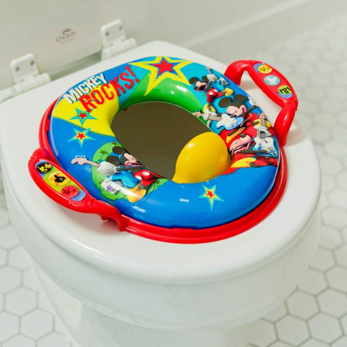 The First Years Disney Mickey Mouse Soft Potty Seat - Cushioned Toddler Toilet Seat Attachment - Toddler Potty Training Toilet Seat with Handles -...