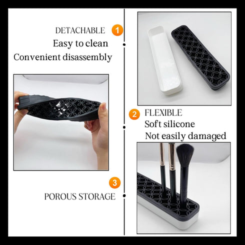 TANG SONG 2 PCS Rectangle Silicone Make up Brush Holder Cosmetic Storage Box Desktop Organizers (Black)...