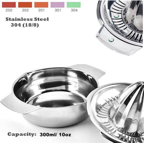 Citrus Lemon Orange Grapefruit Juicer Manual Squeezer 304 Stainless Steel Robust Hand Juicer Reamer Rotation Press with Strainer?10oz Bowl, 2 Pour...