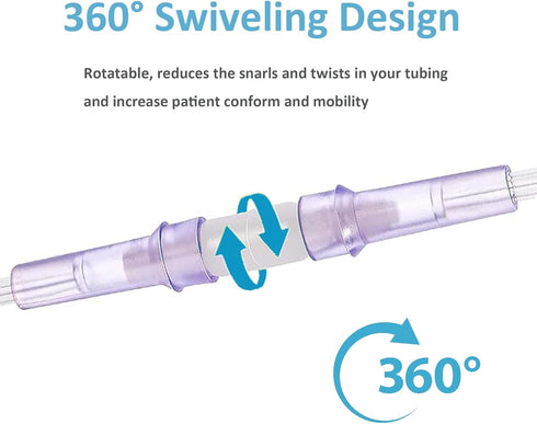 5PCS Oxygen Tubing Swivel Connector Supply for Home Oxygen, 360 Degree Swivel, Avoid Tube Tangles, Oxygen Concentrator Accessories...