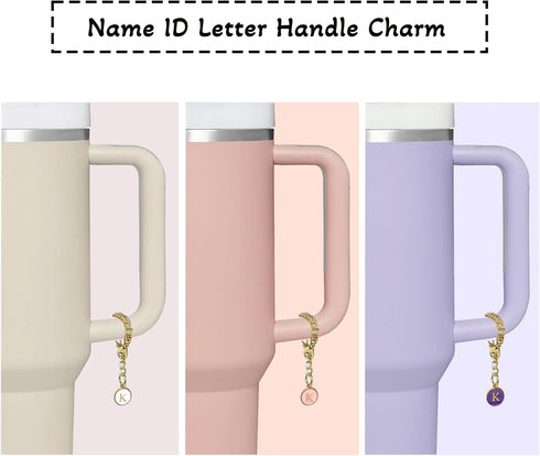 3PCS Silicone Straw Covers for Stanley Cup 30&40 Oz-3PCS Name ID Letter Handle Charm?0.4in/10mm Flower Silicone Straw Cover Cap?Dust-Proof Reusabl...