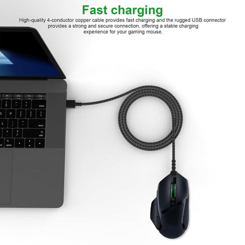 Mouse Micro USB Cable Compatible with Razer Viper Ultimate, Naga Pro 20000 DPI, DeathAdder V2 Pro, Basilisk Ultimate Mouse, 5.9ft...