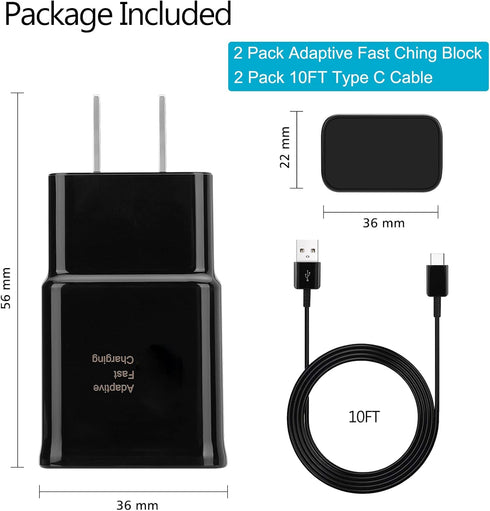 Type C Charger Fast Charging 10FT, USB C Android Phone Charger Cable for Samsung Galaxy S22/S22+/S22 Ultra /S21/S21+/S20/S20+/S10/S10+/S10e/S9/S9+...