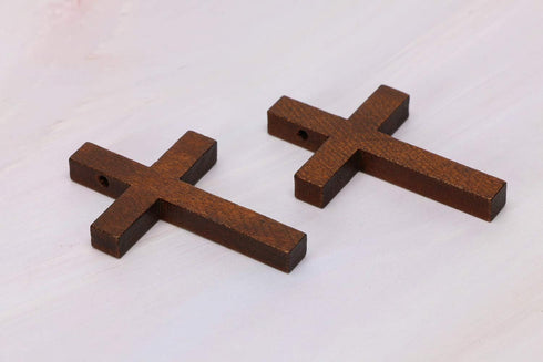 Penta Angel Natural Wood Cross Bulk 50Pcs Mini Wooden Cross Pendants Beads Charms Jewelry Findings for Bracelet Necklace Earring Jewelry Making an...