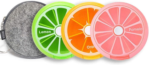 4PCS INVODA Pill Cases Weekly Pill Organizer 7 Day Pill Box with 1Pcs Felt Storage Pouch Small Cute Pill Container...