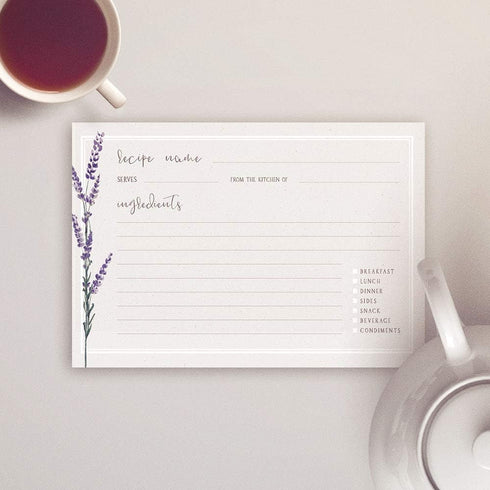 Vintage Lavender Flowers Recipe Cards, Set of 50 - Rustic Elegance for Your Culinary Creations (4x6 in. - Rectangle)...