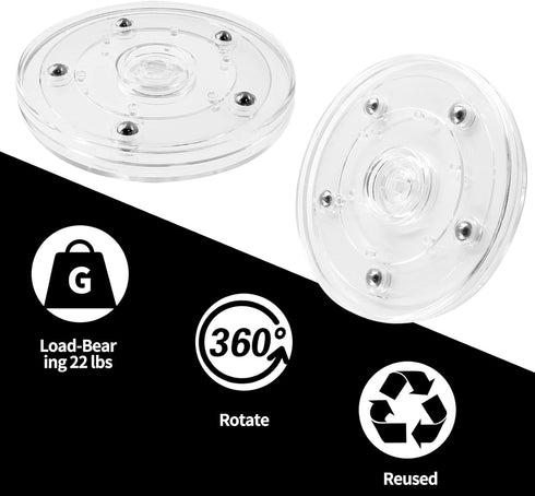 2 Pack 4 Inch Turntable Mini Turntable Organizer, Clear Rotating Tray Small Revolving Base, Acrylic Ball Bearing Turntable Plate for Kitchen Table...