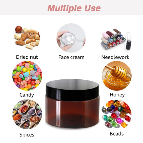 4oz Plastic Jars with Lids 4 oz Amber Plastic Containers with Lids + 20g Sample Containers (Set of 24) Airtight Container for Lip Scrub, Body Butt...