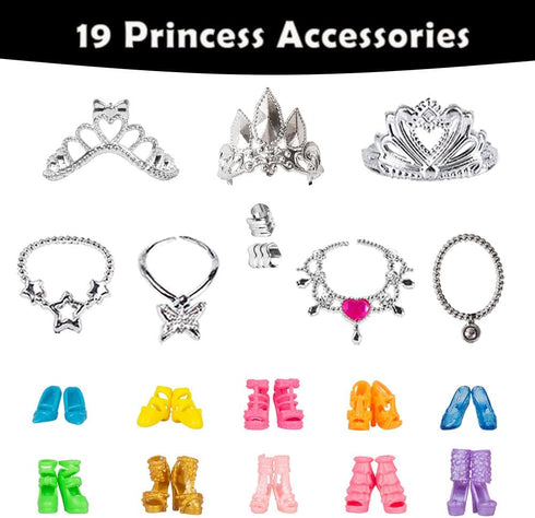 New Modern Doll Clothes and Accessories - 39 Items Gift Set , 10 Sets Modern Series Fashion Outfit Include 5 Dresses, 5 Top 5 Pants and 3 Swimsuit...
