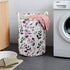 UUJOLY Collapsible Laundry Basket, Laundry Hamper with Handles Waterproof Round Cotton Linen Laundry Hamper Printing Household Organizer Basket, 1...