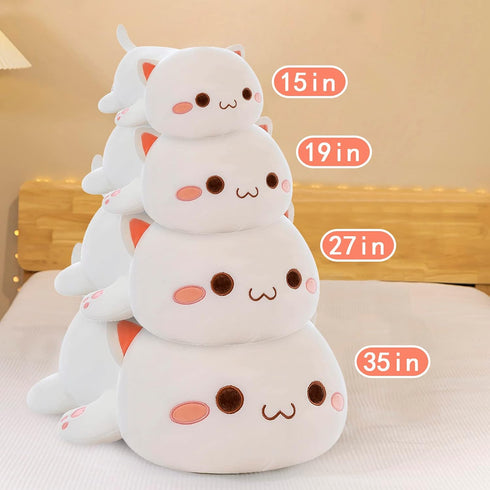 FUYU Cat Stuffed Animals, Soft Cat Plush Pillow Kawaii Kitten Stuffed Animal Toy Gifts for Kids Boys Girls Room Decor (White Round Eyes,15in/37cm)...