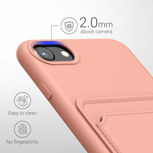 kwmobile Case Compatible with Apple iPhone SE (2022) / iPhone SE (2020) / iPhone 8 / iPhone 7 Case - TPU Phone Cover with Credit Card Holder - Gra...