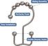 Titanker Shower Curtain Hooks Rings, Rust Resistant Metal Double Glide Shower Hooks Rings for Bathroom Shower Rods Curtains, Set of 12 Hooks - Nic...