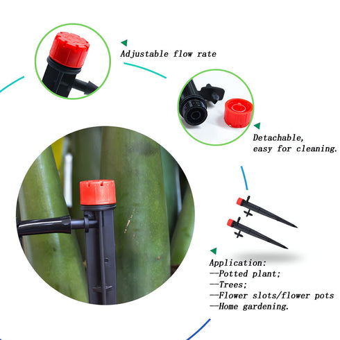 50pcs Drip Irrigation Emitters for 1/4" Irrigation Tubing,Adjustable 360 Degree Irrigation Dripper with 1/4" Barbed Coupling Fittings,Garden Drip ...