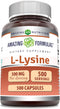 Amazing Formulas L-Lysine 500 mg Capsules Amino Acid Supplement | Non-GMO | Gluten Free | Made in USA (500 Count)...