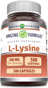 Amazing Formulas L-Lysine 500 mg Capsules Amino Acid Supplement | Non-GMO | Gluten Free | Made in USA (500 Count)...
