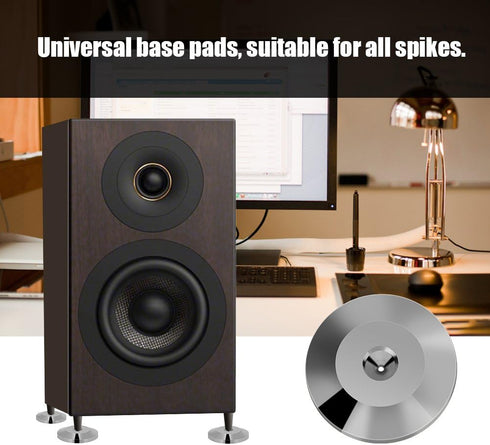 8 Pcs 25 x 4mm Universal Copper Speaker Spikes Pads Speaker Shock Base Pad Isolation Stand Feet Cone Base Mats Floor Disc(Black)...