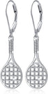 925 Sterling Silver Tennis Racket Sport Drop Dangle Earrings Gifts for Women Tennis lover...