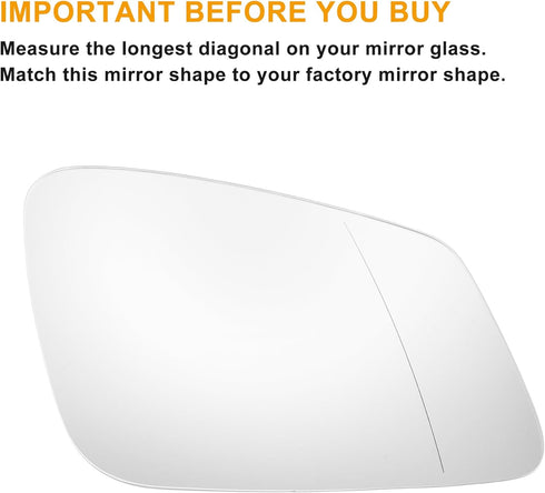 X AUTOHAUX Car Rearview Right Passenger Side Mirror Glass Replacement W/Backing Plate Heated White Glass for BMW 2 3 4 5 6 7 Series M F20 F22 F30 ...