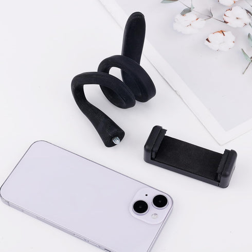 2pcs Stroller Phone Holder, Flexible Cell Phone Stand Stroller Cell Phone Mount with Anti-Slip Arm Grip Alloy Phone Clamp for Stroller Handlebar D...