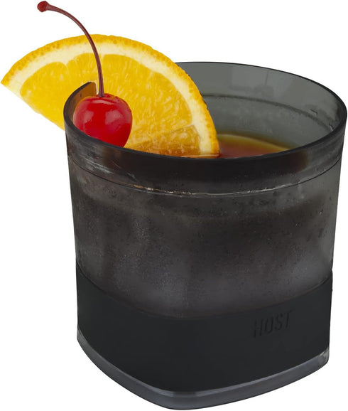 Host Freeze Cooling cup, Old Fashioned Glass with Silicone band for Bourbon, Scotch, and Whiskey, whisky gifts for men, Set of 1, Smoke...