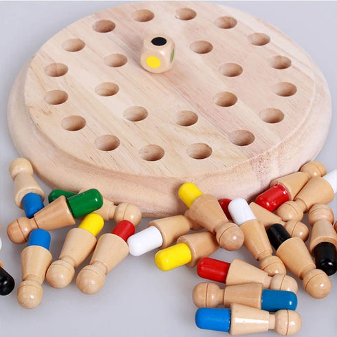 Wooden Memory Chess Game, Wooden Memory Match Stick Chess Board Game, Wooden Memory Chess Educational Board Games Multi Player Family Games for Ki...