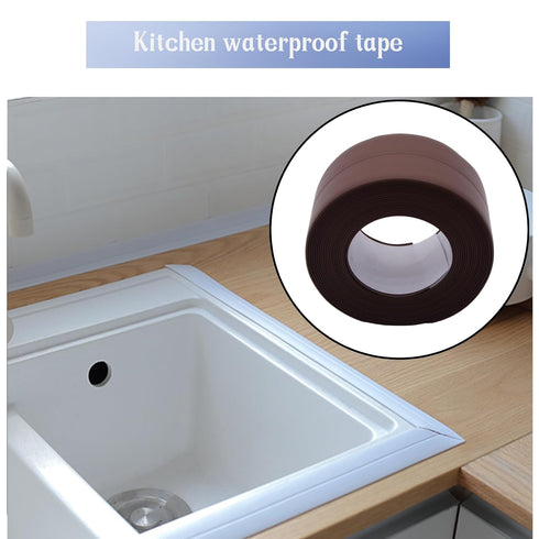 Waterproof Caulk Tape Sealant Strip, 1.5"W x 10.5'L PVC Sealing Tapes for Kitchen Bathroom Bathtub Countertop Toilet Sink (Brown)...