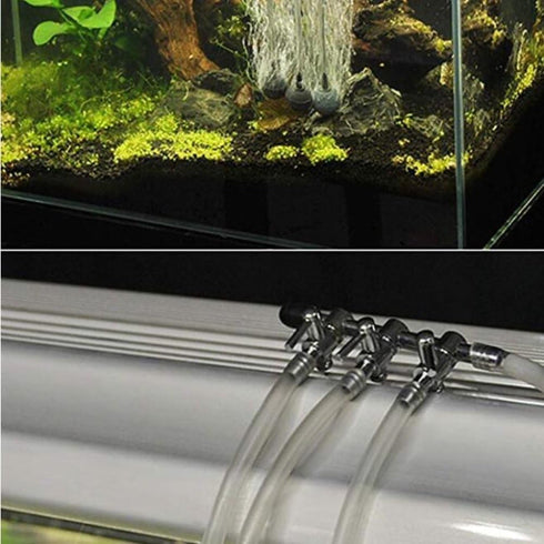 Stainless Steel Aquarium Fish Tank 9- way Air Pump Control Valve Manifold Taps Silver Tone...