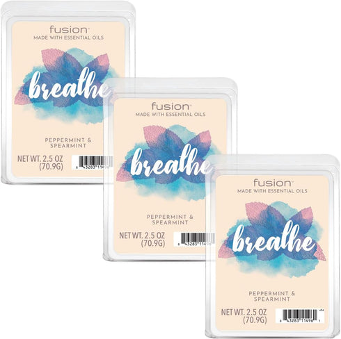 FUSION by Scentsationals Scented Wax Fragrance Melts - Breathe - Wax Cubes Pack, Home Warmer Tart, Electric Wickless Candle Bar Air Freshener, Spa...