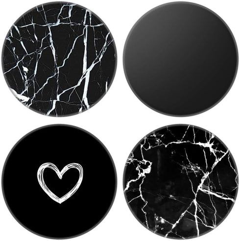 Junddla?4 Pack? Cellphone Stand,Cell Phone Finger Foldable Holder Grip for Smartphones and Tablets - Black Marble White Heart...