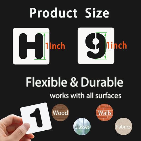 BAMIDELE 1 Inch Letter and Number Stencils, 36 Pcs Reusable Plastic Alphabet Spray Paint Stencils for Painting on Wood, Wall, Fabric, Rock, Chalkb...