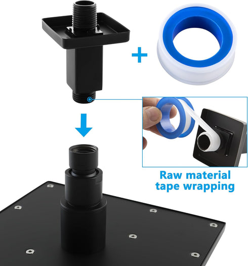 Straight Shower Arm with Flange Ceiling Mount Square Shower Extender for Fixed Shower Head 3 Inch Rainfall Shower Head Arm Extension, Matte Black...