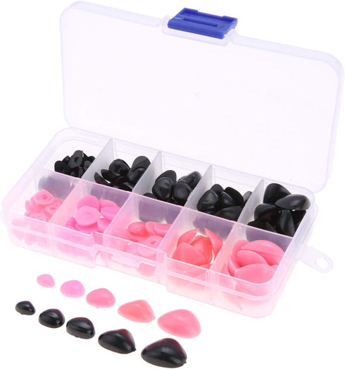 Yetaha 150PCS Plastic Nose, 5 Sizes Craft Triangle Nose for Stuffed Animals Doll, Bear, Dog, Puppet DIY Making, Black&Pink...