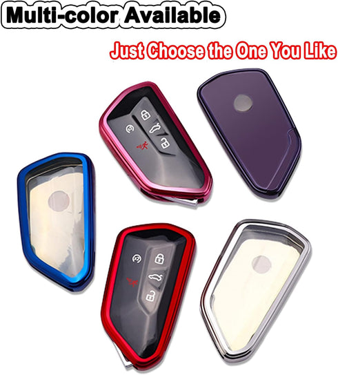 Key Fob Cover Fit for Volkswagen VW MK8 Golf/GTI Skoda Octavia Soft TPU Remote Holder Skin Protector Jacket Keyless Entry Sleeve Accessories (Silv...