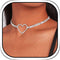 EARENT Rhinestone Choker Necklaces Silver Heart Necklace Chain Sparkly Tennis Chain Neck Jewerly Adjustable for Women...