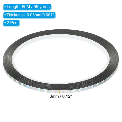 PATIKIL Prism Tape 0.12 Inch x 55 Yards, 2 Pack Holographic Metalized Reflective Self Adhesive for DIY Art Craft Wrapping Wall Decoration, Silver ...