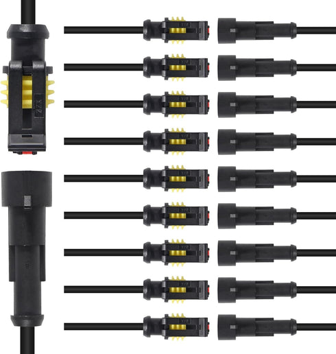 AITRIP 10 Kit 1 Pin Connector,Way Car Waterproof Electrical Connector,1 pin Plug Auto Electrical Wire Connectors with Wire 16 AWG Marine for Car, ...