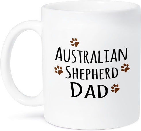 3dRose Australian Shepherd Dog Dad Mug, 15 oz, Ceramic...