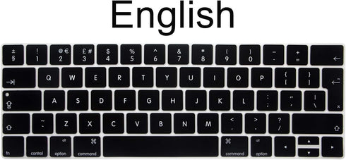 English Language Silicone Keyboard Cover for MacBook Pro 13 15 inch 2019 2018 2017 and 2016 with Touch Bar and Touch ID Model: A2159 A1989 A1706 /...