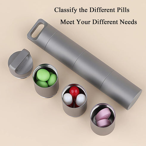 Small Keychain Pill Holder,304 Stainless Steel Portable Pill Case Organizer for Travel,Waterproof Pocket Pill Container Medicine Box for Purse Men...